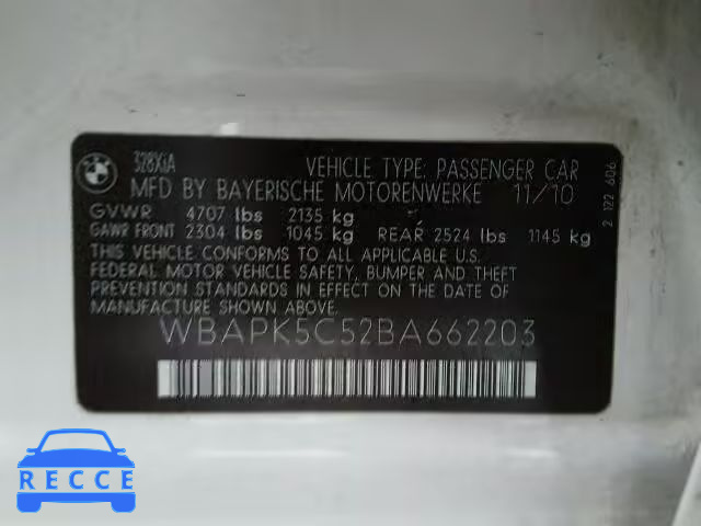 2011 BMW 328 WBAPK5C52BA662203 image 9