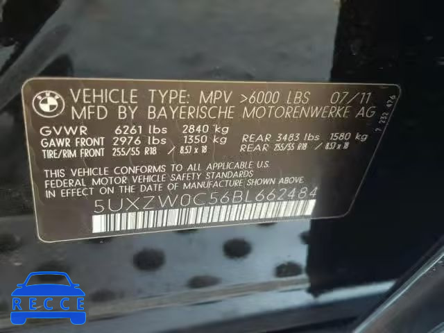 2011 BMW X5 5UXZW0C56BL662484 зображення 9
