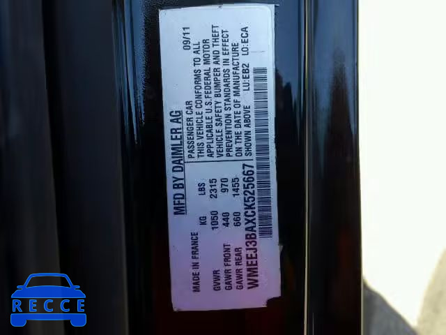 2012 SMART FORTWO WMEEJ3BAXCK525667 image 9