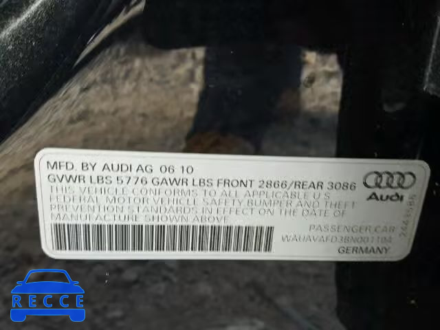 2011 AUDI A8 QUATTRO WAUAVAFD3BN001104 image 9