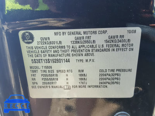2009 SAAB 9-7X 4.2I 5S3ET13S192801144 image 9