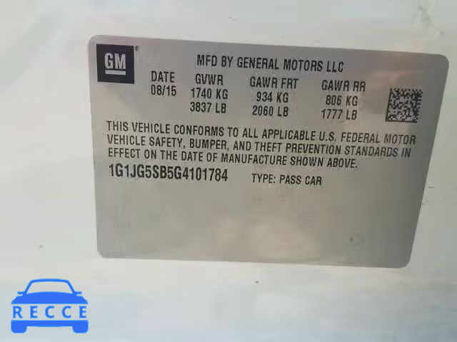 2016 CHEVROLET SONIC RS 1G1JG5SB5G4101784 image 9