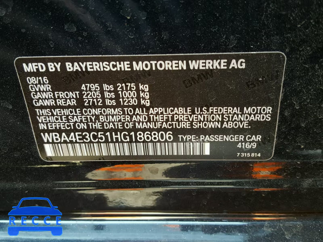 2017 BMW 440I GRAN WBA4E3C51HG186806 image 9