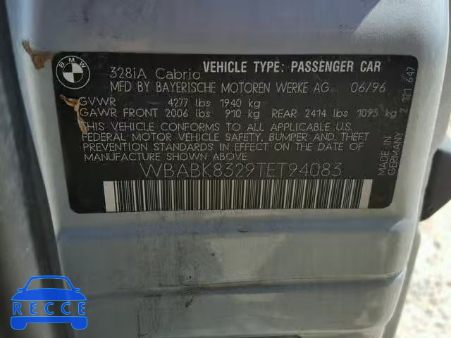 1996 BMW 328 IC AUT WBABK8329TET94083 image 9