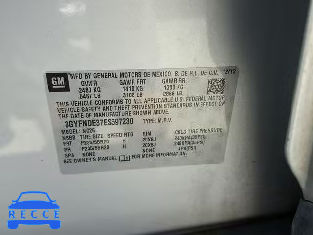 2014 CADILLAC SRX PREMIU 3GYFNDE37ES597230 image 9