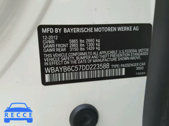 2013 BMW 750I XDRIV WBAYB6C57DD223588 image 9