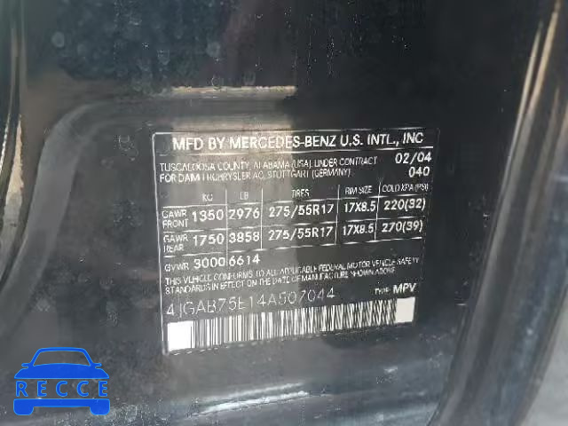 2004 MERCEDES-BENZ ML 500 4JGAB75E14A507044 image 9