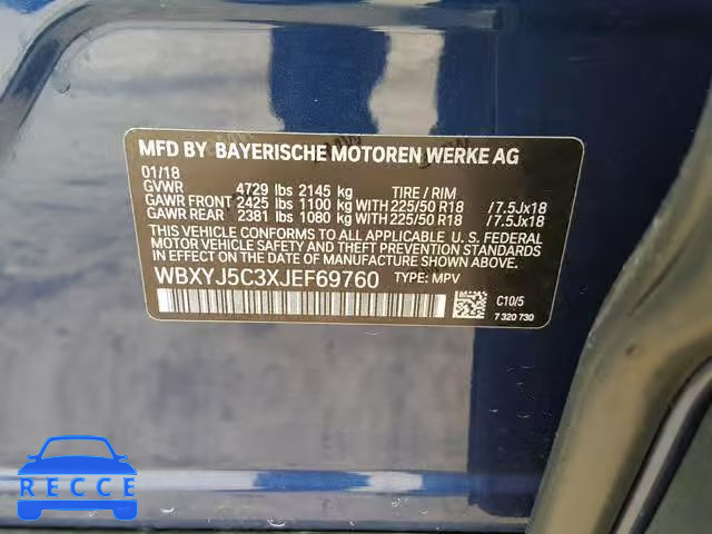 2018 BMW X2 XDRIVE2 WBXYJ5C3XJEF69760 image 9