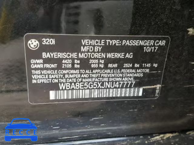 2018 BMW 320 XI WBA8E5G5XJNU47777 Bild 9