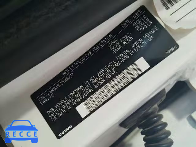 2011 VOLVO S80 3.2 YV1940AS7B1146737 image 9