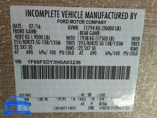 2017 FORD F53 1F66F5DY3H0A03236 image 9