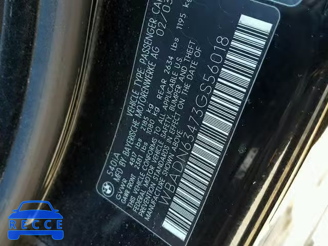 2003 BMW 540 I AUTO WBADN63473GS56018 image 9