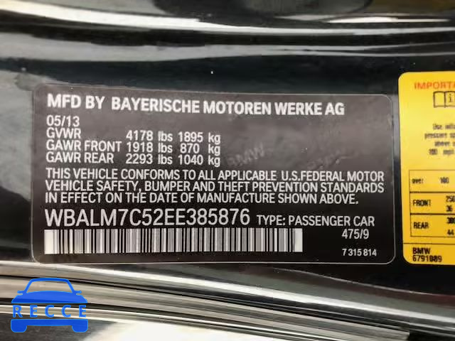 2014 BMW Z4 SDRIVE3 WBALM7C52EE385876 image 9