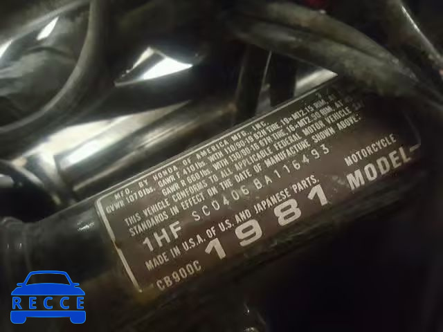 1981 HONDA CB900 C 1HFSC0406BA116493 image 9