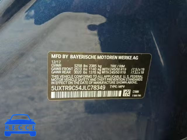 2018 BMW X3 XDRIVEM 5UXTR9C54JLC78349 image 9
