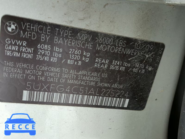 2010 BMW X6 XDRIVE3 5UXFG4C51AL225224 image 9