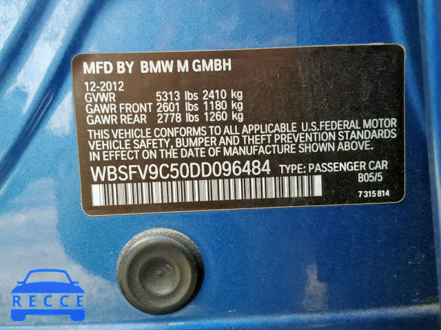 2013 BMW M5 WBSFV9C50DD096484 зображення 9