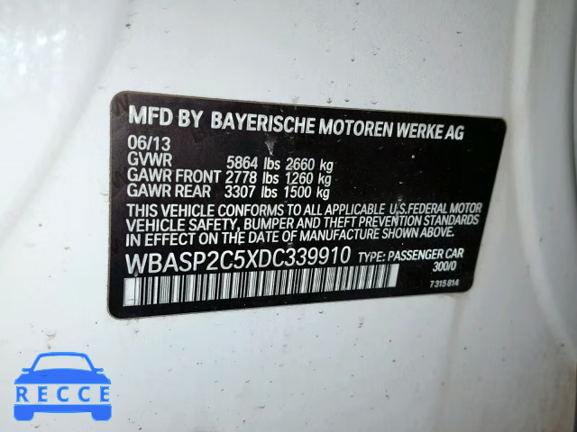 2013 BMW 535 XIGT WBASP2C5XDC339910 зображення 9