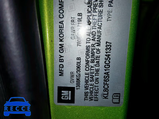 2016 CHEVROLET SPARK 2LT KL8CF6SA1GC541337 image 9