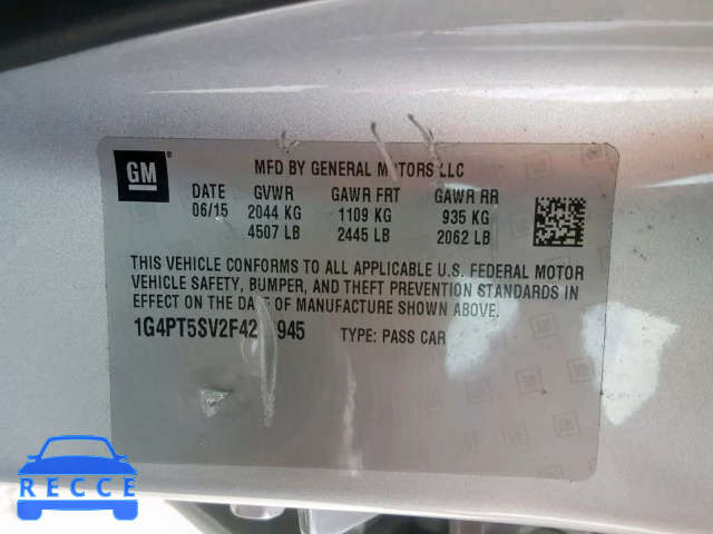 2015 BUICK VERANO PRE 1G4PT5SV2F4213945 image 9