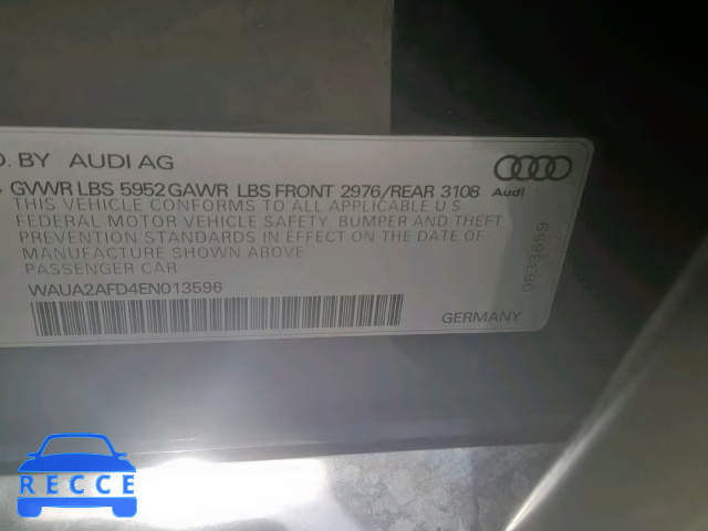 2014 AUDI A8 QUATTRO WAUA2AFD4EN013596 image 9