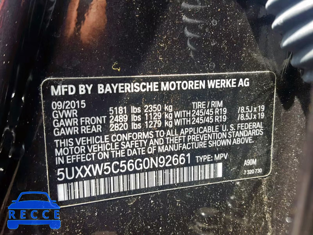 2016 BMW X4 XDRIVE3 5UXXW5C56G0N92661 зображення 9