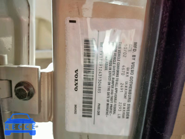 2003 VOLVO S80 T6 TUR YV1TS91Z431304885 зображення 9