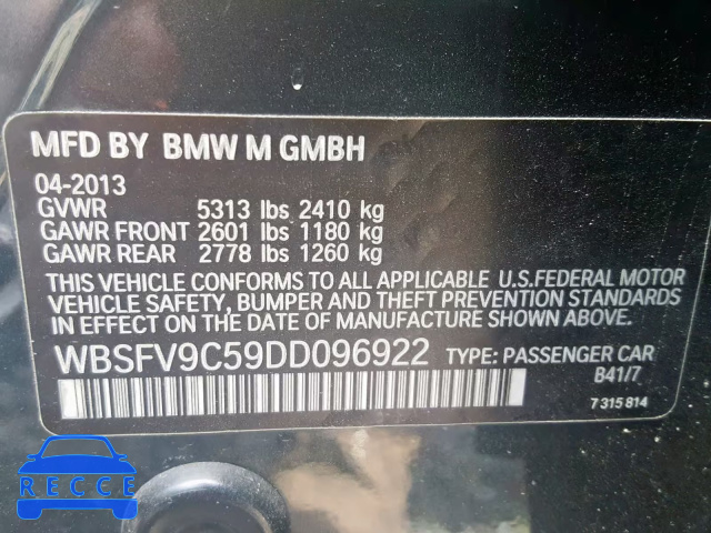 2013 BMW M5 WBSFV9C59DD096922 зображення 8