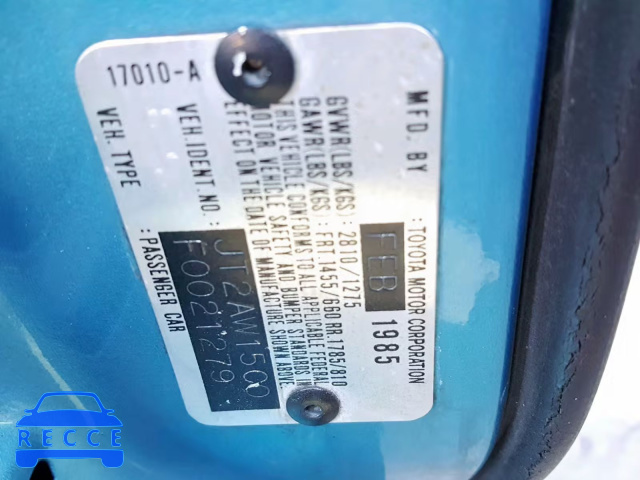 1985 TOYOTA MR2 JT2AW15C0F0021279 image 9