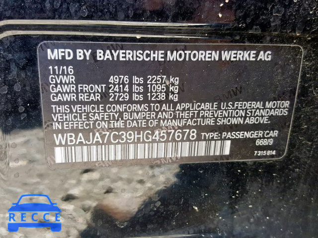 2017 BMW 530 XI WBAJA7C39HG457678 image 9