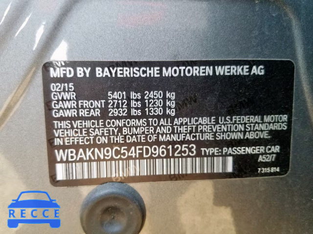 2015 BMW 550 I WBAKN9C54FD961253 image 9