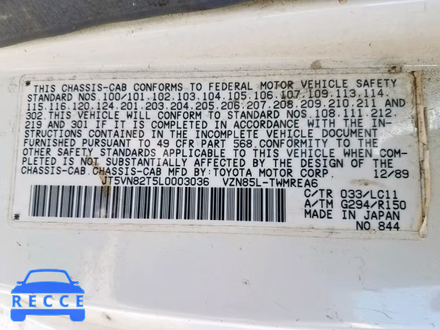 1990 TOYOTA PICKUP CAB JT5VN82T5L0003036 image 9