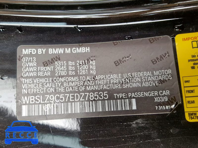 2014 BMW M6 WBSLZ9C57EDZ78535 зображення 9