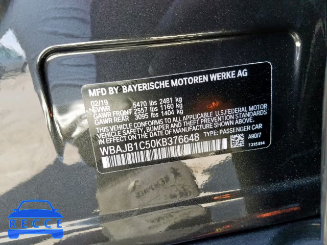 2019 BMW 530XE WBAJB1C50KB376648 image 9