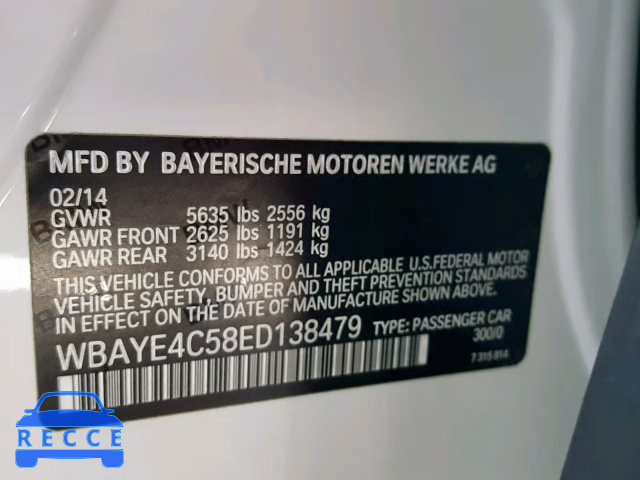 2014 BMW 740 LI WBAYE4C58ED138479 зображення 9