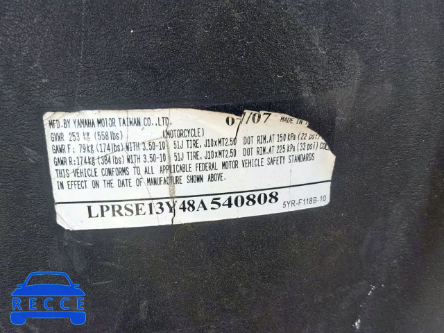 2008 YAMAHA YJ125 LPRSE13Y48A540808 image 9