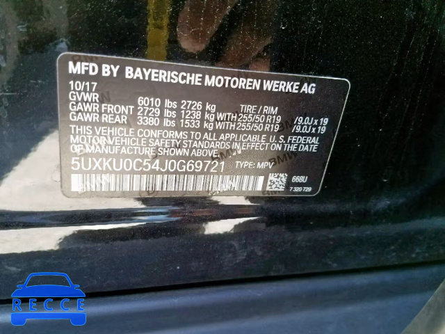 2018 BMW X6 SDRIVE3 5UXKU0C54J0G69721 image 9