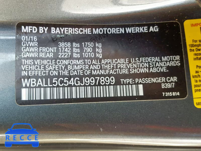 2016 BMW Z4 SDRIVE2 WBALL5C54GJ997899 image 9
