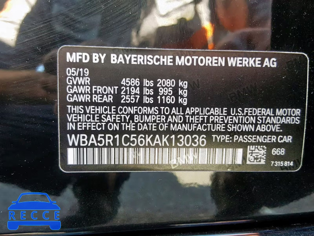2019 BMW 330I WBA5R1C56KAK13036 зображення 9