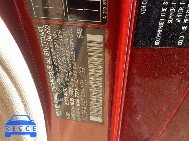 2001 MERCEDES-BENZ SL 500 WDBFA68F91F195709 зображення 9