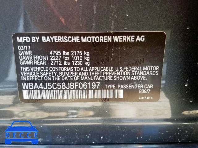 2018 BMW 440I GRAN WBA4J5C58JBF06197 зображення 9