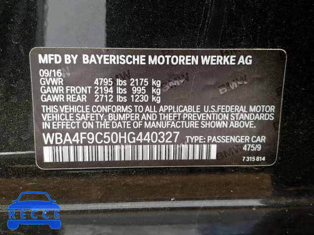 2017 BMW 430XI GRAN WBA4F9C50HG440327 зображення 9