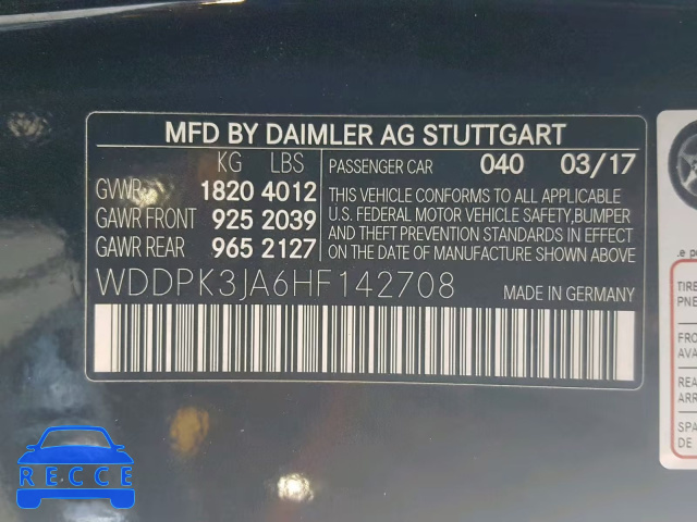 2017 MERCEDES-BENZ SLC 300 WDDPK3JA6HF142708 image 9