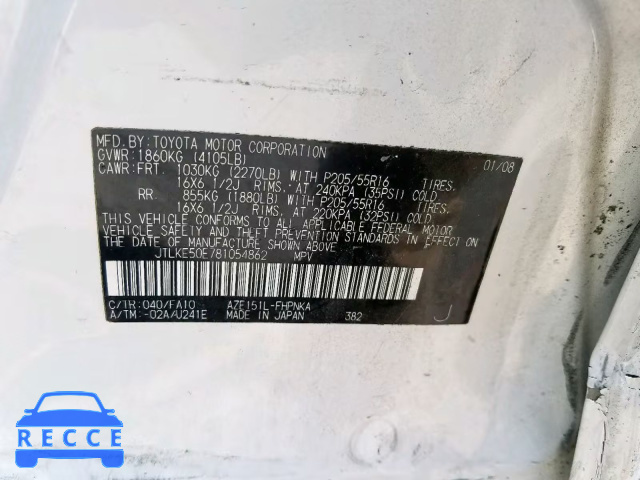 2008 TOYOTA XB JTLKE50E781054862 зображення 9