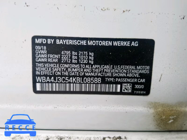 2019 BMW 430XI GRAN WBA4J3C54KBL08588 image 9