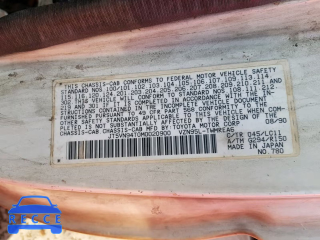 1991 TOYOTA PICKUP CAB JT5VN94T0M0020900 image 9
