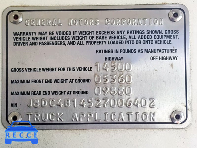 2002 GMC W4500 W450 J8DC4B14527006402 image 9