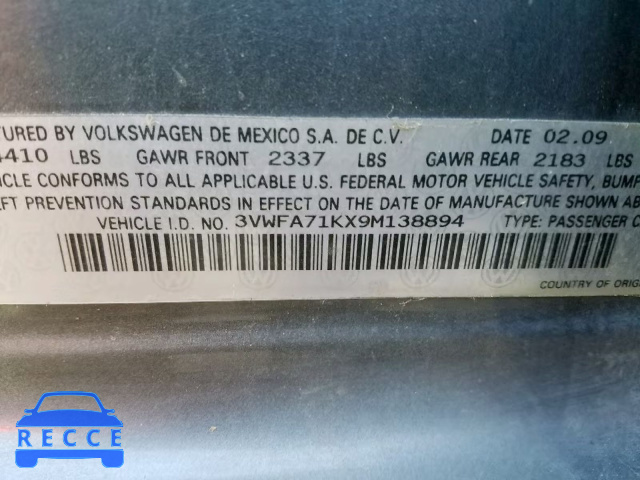 2009 VOLKSWAGEN GLI AUTOBA 3VWFA71KX9M138894 image 9