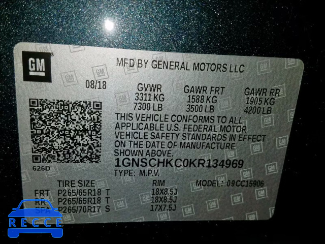 2019 CHEVROLET SUBURBAN C 1GNSCHKC0KR134969 image 9