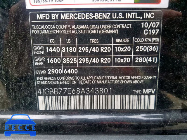 2008 MERCEDES-BENZ ML 63 AMG 4JGBB77E68A343801 image 9